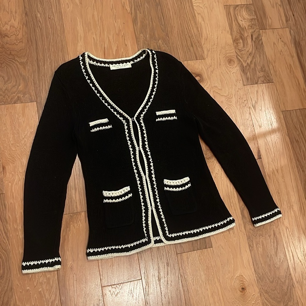 Trina Turk Black and Cream Cardigan